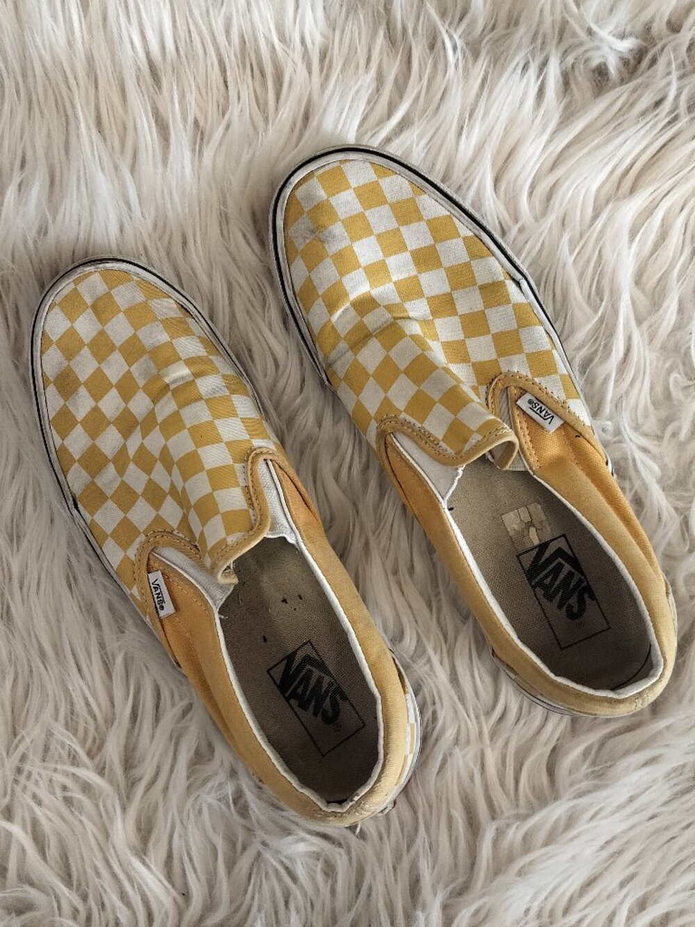Vans Checkerboard Slip On Yellow Sneakers